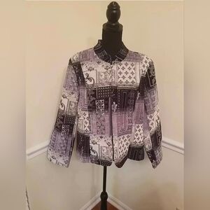 Christopher & Banks Blazer Long Sleeve Gray /Blk / Light Purple NWT Size L